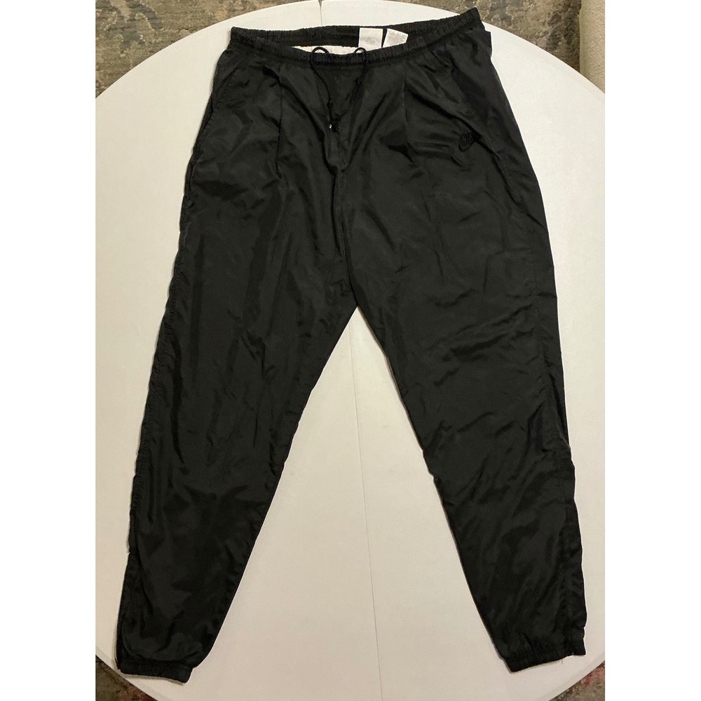 VTG Y2K Baggy Nike Men Black Nylon Track Pants Windbreaker Joggers Grey Tag M
